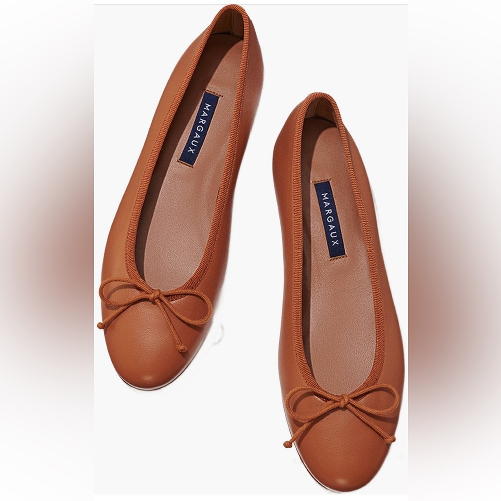 NEW MARGAUX Demi ballet flats in saddle brown size 38W size 8W